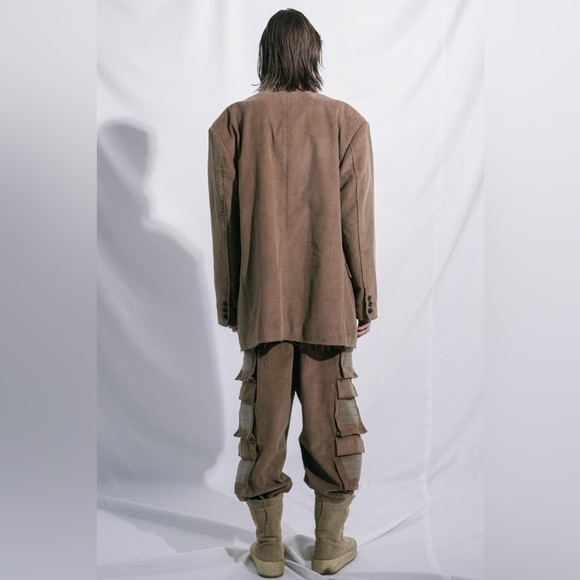 ASPARAGUS NEW $440 MENS SZ S MULTI POCKETS CARGO PANTS BROWN Y2K ARMY MILITARY - Picture 6 of 16